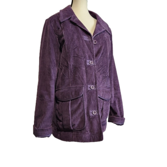 𝅺Size M L.L.Bean Corduroy Jacket Eggplant color Lightly Insulated - Picture 5 of 15